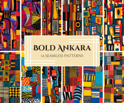 Ankara-Inspired Digital Pattern Pack - Bold Geometric Abstract Designs  - £4.01 GBP