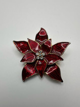 Vintage Red Enamel Eisenberg Ice Flower Brooch 5.2cm - £31.65 GBP