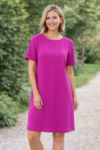 Ann Taylor Factory XL Magenta Pink Shift Dress Short Sleeve Work Office - $39.99