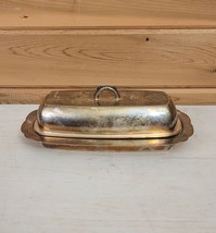 Vintage Silver Plate Butter Dish Cover With Glass Tray 1960 - $31.14