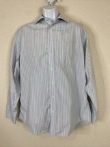 Jos. A. Bank Travelers Men Size 16 Blue Striped Button Up Shirt Long Sle... - £4.95 GBP