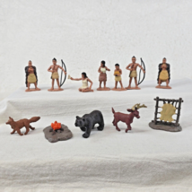 Safari Ltd Powhatan Native American Indian Figures Lot of 12 Animals Fire - £9.73 GBP