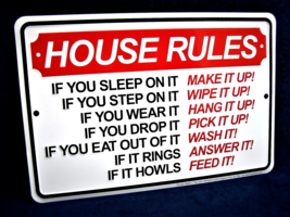 House Rules - *Us Made* Embossed Sign - Man Cave Garage Bar Kitchen Wall Decor - £12.58 GBP