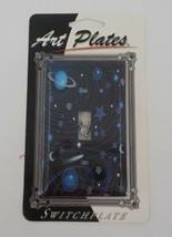 ART PLATES SWITCHPLATE LIGHT SWITCH COVER BLUE &amp; PURPLE SOLAR SYSTEM WIT... - £9.37 GBP