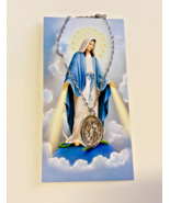 MIraculous Medal Pendant Necklace &amp; Prayer Card, New #AB-281-R2 - $73.06 MXN