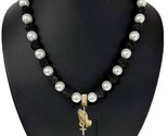 Iced Baseball Beaded Drip Necklace Black Pearl + Gold Cross Jesus Prayer... - $21.77+