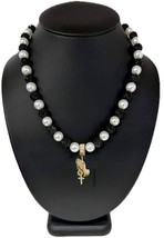 Iced Baseball Beaded Drip Necklace Black Pearl + Gold Cross Jesus Prayer Hands - £17.34 GBP+