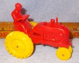 Vintage Barr Rubber Red Larger Plastic Rubber Tractor with Farmer Driver  - $7.95