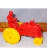 Vintage Barr Rubber Red Larger Plastic Rubber Tractor with Farmer Driver  - £6.23 GBP