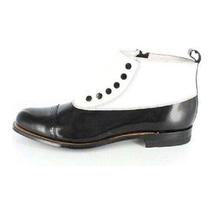 Men Stacy Adams Boot Madison Black White Biscuit Toe Zipper 00026-111 image 4