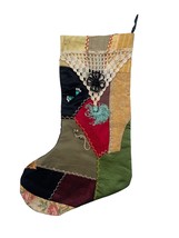 Vintage Quilted Merry Christmas Stocking Beaded Laced Embellished - £15.81 GBP