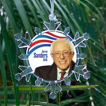 Bernie Sanders President 2016 Snowflake Blinking Holiday Christmas Tree Ornament - £12.92 GBP