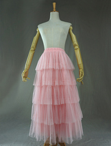 PINK TIERED Layered Tulle Maxi Skirt Plus Size Princess Tulle Skirt image 1