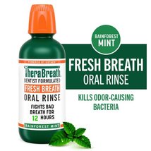 TheraBreath Fresh Breath Mouthwash, Rainforest Mint, Alcohol-Free, 16 fl oz - £15.14 GBP