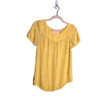 Anthropologie Vanessa Virginia Size 2 Yellow Short Sleeve Blouse Top Cut Out - $16.79