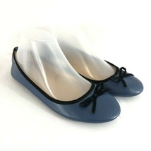 Chatties Womens Ballet Flats Faux Leather Slip On Navy Blue Bow Size 7/8 - $19.24