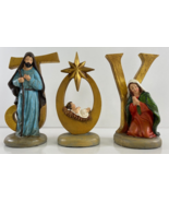 Set of 3 Religious Figurines Mary Joseph Jesus JOY Ceramic Letters NEW - $29.69