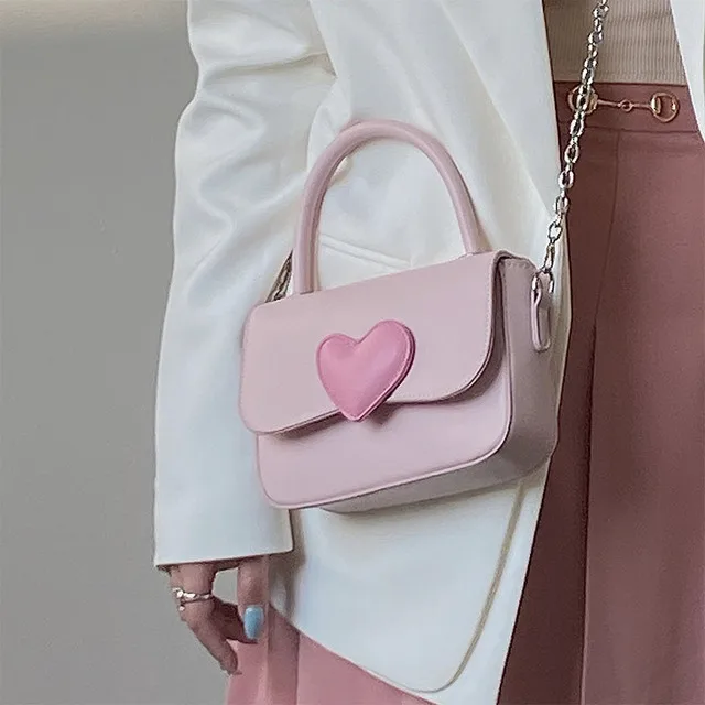 Pink Heart Girly Small Square Shoulder Bag Fashion Love Women Tote Purse... - $27.98