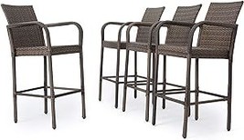Christopher Knight Home Delfina Outdoor Wicker Barstools with Iron Frame... - £674.82 GBP