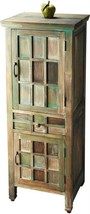 Storage Cabinet Rustic Artifacts Distressed Brass Green Acid Wash Brown White - £1,134.28 GBP