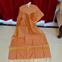 Banarsi Silk Peach Dupatta Chunni Scarf Party Wear - £46.54 GBP