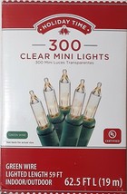 Holiday Time Indoor/Outdoor 300 Clear Mini Lights Green Wire UL Certified - £7.89 GBP