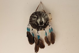 INDIAN 5&quot; DRUM DREAMCATCHER WOLF GROWL SNARL FEATHERS BEADS (KIN124) (SM... - £9.43 GBP