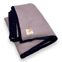 Vtg Chatham Elegance Wool Blanket Lavender Purple w/ Velvet Trim 72x85” - £44.46 GBP