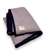Vtg Chatham Elegance Wool Blanket Lavender Purple w/ Velvet Trim 72x85” - £44.53 GBP