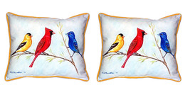 Pair of Betsy Drake Three Birds Large Indoor Outdoor Pillows 16x20 - £69.91 GBP