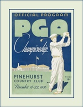 Vintage 1930s PGA Champion Golf Poster Pinehurst Golfer Wall Art Decor Gift - £17.37 GBP+