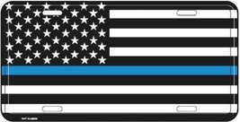 Police Policeman American Flag with Thin Blue Line License Plate Tag Mad... - $4.88