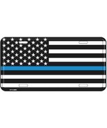 Police Policeman American Flag with Thin Blue Line License Plate Tag Mad... - $6.67 CAD