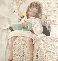 Christmas Morning Victorian Girl 1900s Doll Lithograph Art Print Stilwell HM1D - £32.47 GBP