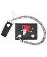 JOKER JESTER W HAT TRIFOLD BIKER WALLET W CHAIN mens LEATHER #566 MOTORC... - $14.76 CAD