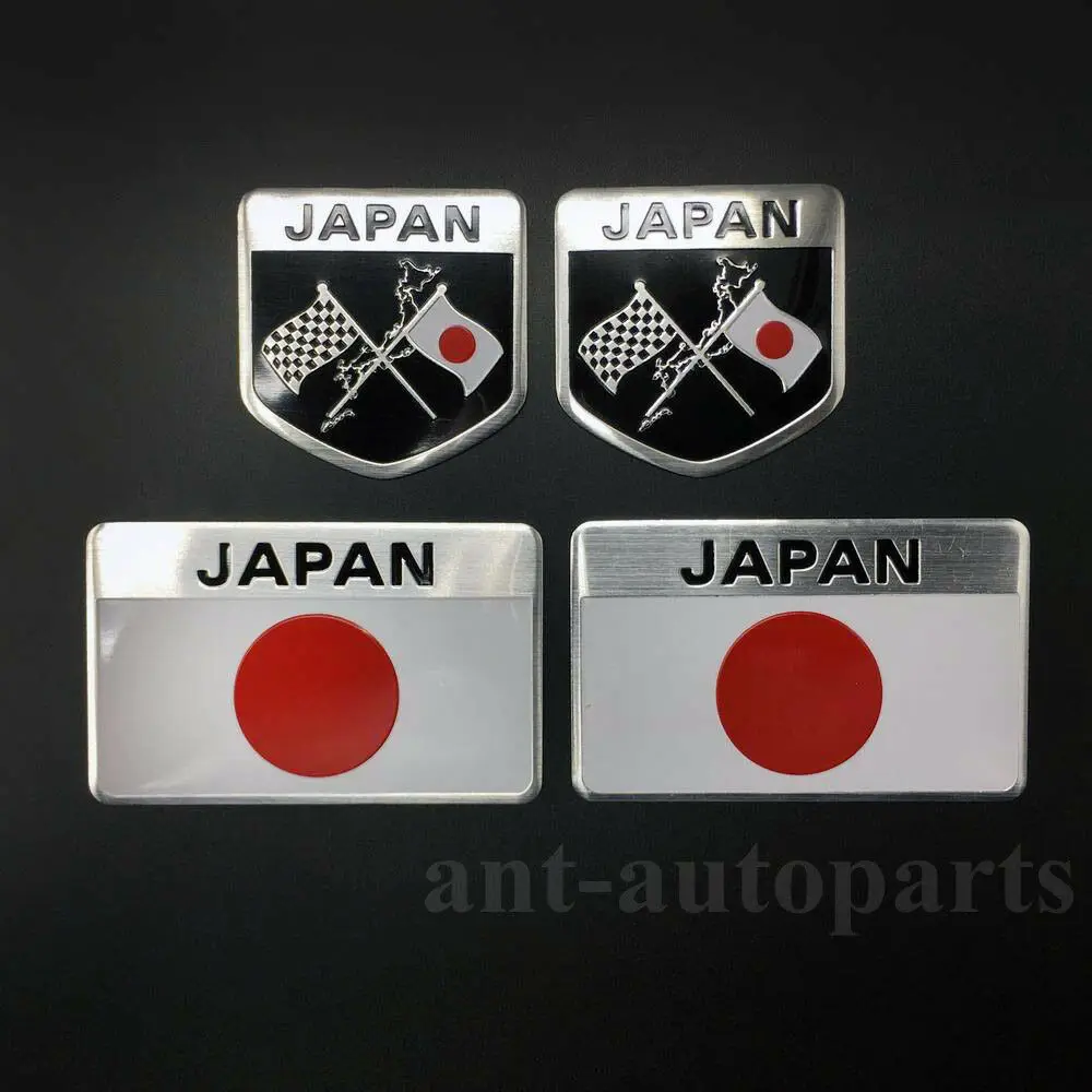 4pcs Aluminum Japan Japanese Flag Car Trunk  Fender  Emblem JDM Stickers - £74.40 GBP
