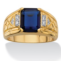 18k Gold Blue Sapphire Ring Diamond Accent Gp Size 8,9,10,11,12,13, - £159.83 GBP