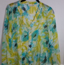 Kim Rogers Petite Womens Sheer Floral Long Sleeve Shirt Size PS - £12.50 GBP