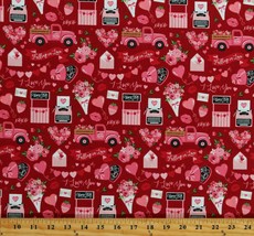 Cotton Valentine&#39;s Day Balloons Hearts Flowers Love Fabric Print by Yard D380.48 - £9.36 GBP