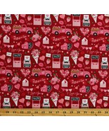 Cotton Valentine's Day Balloons Hearts Flowers Love Fabric Print by Yard D380.48 - $11.95