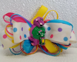 Vintage Barney &amp; Baby Bop Girls Hair Bow Ribbon Barrette Clip 90s Polka-Dot - $10.88