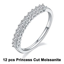 100% 925 Sterling Silver Moissanite Princess Cut Diamonds Eternity Engagement Ri - £69.19 GBP