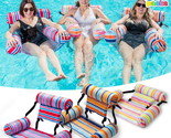3 Packs Pool Lounge Chair for Adults Striped Float Hammock Inflatable Sw... - $74.20