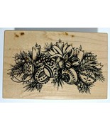 Christmas Rubber Stamp Ornamental Centerpiece Pine/Candles Holiday PSX G... - £6.21 GBP