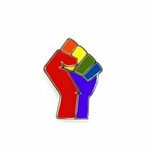 RAISED RAINBOW FIST PIN Resistance Resist Lesbian Gay LGBTQ Solidarity F... - $1.95+