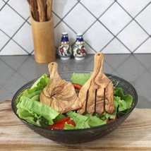 Rustic Handmade Kitchen Cooking Utensils, Salad Mixing Serving Olive Wood Utensi - £36.15 GBP