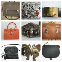 Vintage Genuine Leather Bag Messenger Travel Case Briefcase Handbag Belt Buckle - £36.99 GBP+