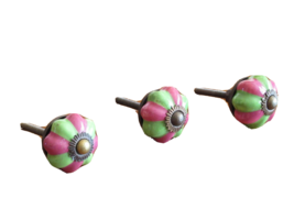 Lot 3x Ceramic Vintage Cabinet Drawer Knob Circus Balloon Pumpkin Swirl Children - £22.76 GBP