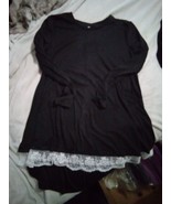 Womans Unbranded All Black W/White Lace Shirt Sz L 9035ARE - $20.57 CAD