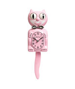 Retro Bubble Gum Pink Kitchen Edition Kit-Cat Klock Chrome bow tie &amp; clo... - $74.95
